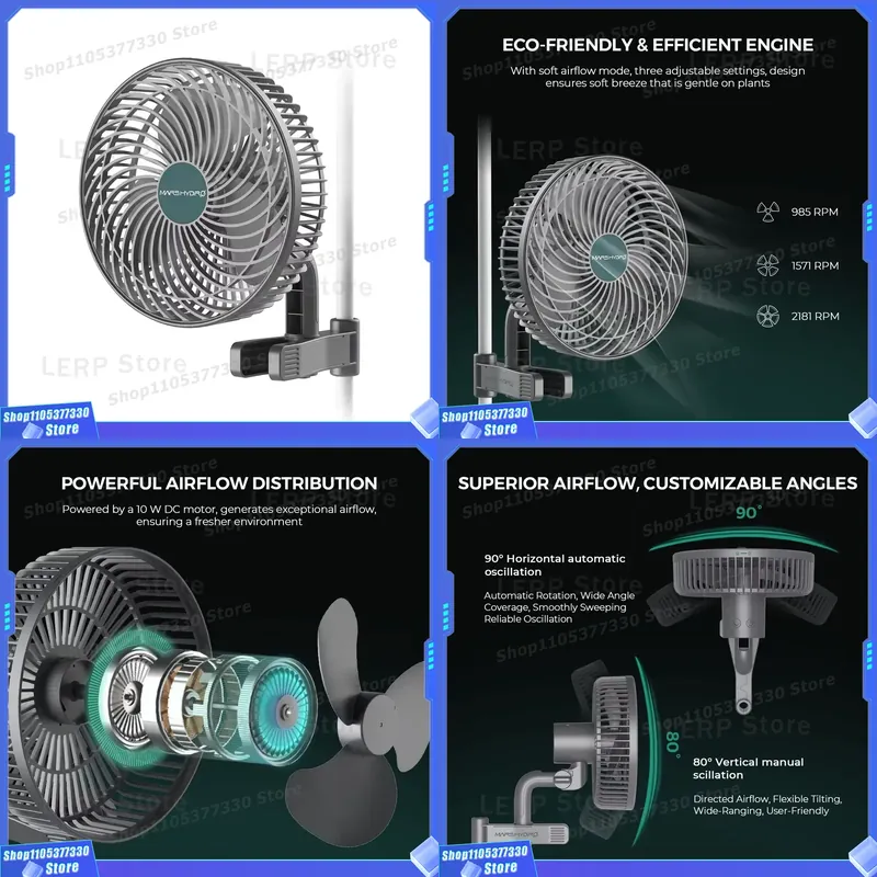 Oscillating Fan Clip - Kipas Klip-On Mars Hydro 6 Inci