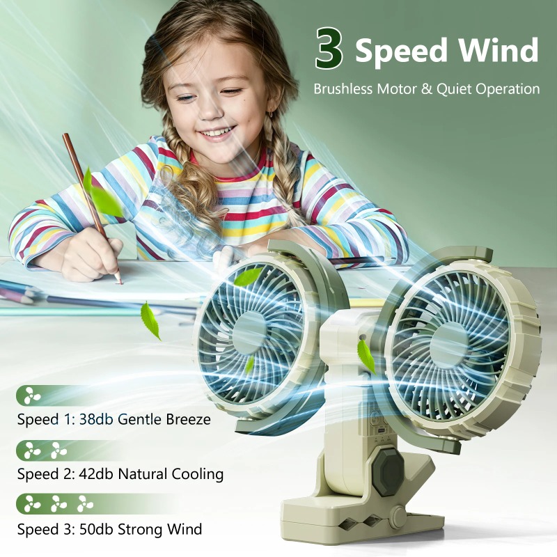 Kipas dengan Dua Kepala, Dapat - Oscillating Fan Clip ulasan dan harga